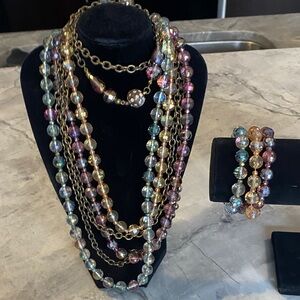 Multicolor Beaded Necklace and Bracelet Set